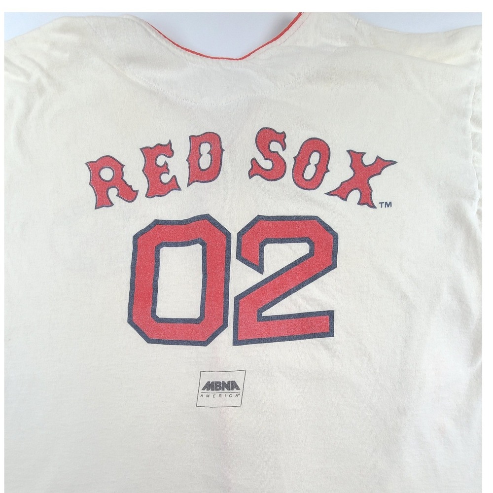 Boston Red Sox 02 Button Front Baseball Fan Jersey Tee L/XL MLB Retro Athletic